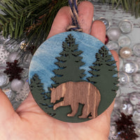 Woodland Christmas Decorations, Forest ornament Set, Mountain Ornament Set, Wooden Ornaments, Moose, Bear