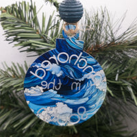 Anchored in the South Christmas Ornament, Nautical Christmas Tree Ornament, Anchor and waves Gift Tag, Coastal Christmas, handmade