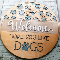Welcome Sign, Dogs, Paw Prints, Wall Decor, Hanging Sign, Handmade Funny Dog decor