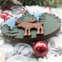 Woodland Christmas Decorations, Forest ornament Set, Mountain Ornament Set, Wooden Ornaments, Moose, Bear