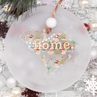 South Carolina Christmas Ornament, SC State Christmas Tree Ornament, Beach Acrylic Ornament, Snowman Gift Tag, Coastal Christmas, handmade