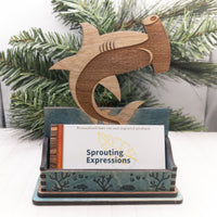 Hammerhead Shark Business Card Holder for desk, Shark Desk Card Holder, Ocean Enthusiast Gift for office, personalized Gift